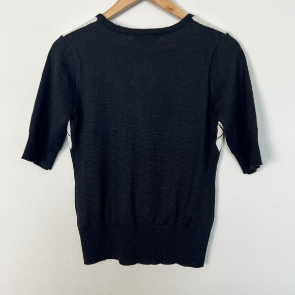 Hell Bunny Retro Argyle Diamond Short Sleeve Sweater Pinup Classic Size Medium - Picture 4 of 6